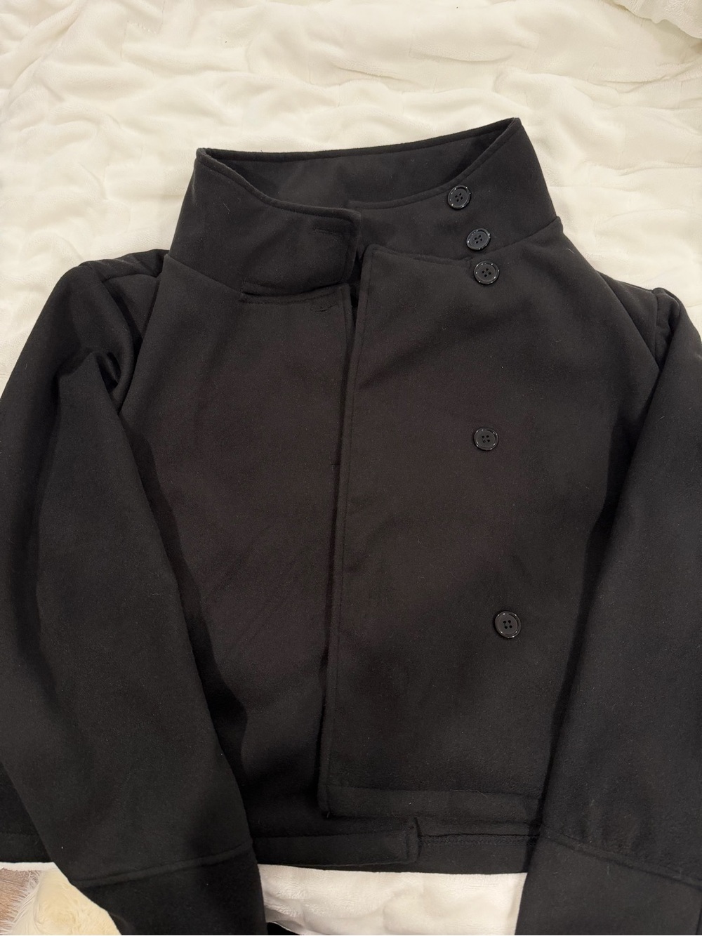 Women's High-Collar Black Button Jacket